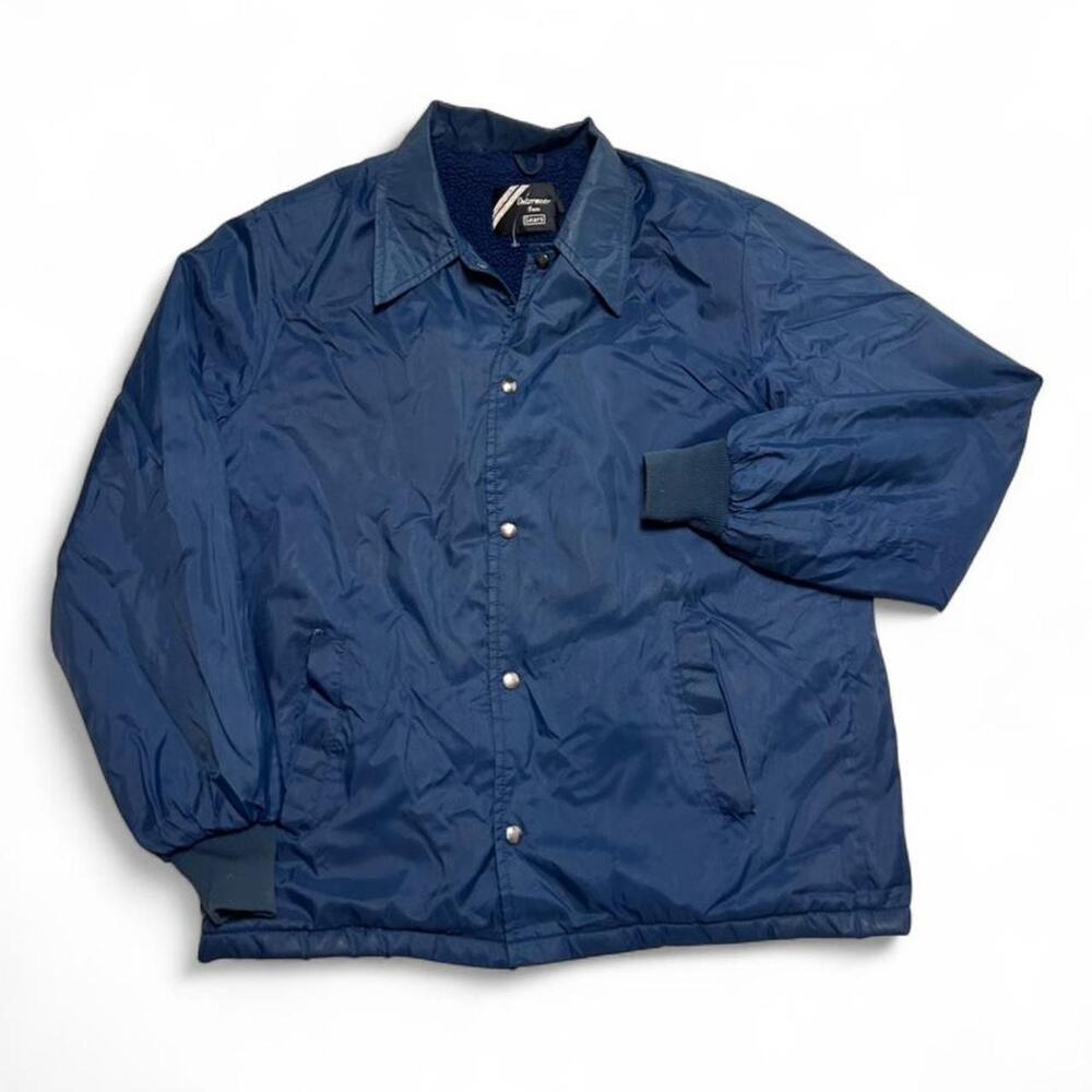 Sears Outerwear Vintage 70s Vintage USA Navy Blue Winbreaker Fleece Jacket XLT